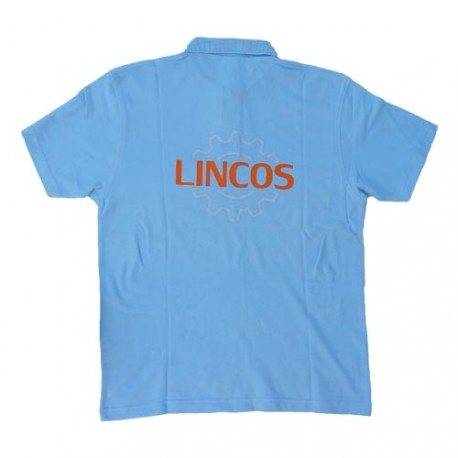 Lincos póló, galléros nyakkal, kék, M-méret