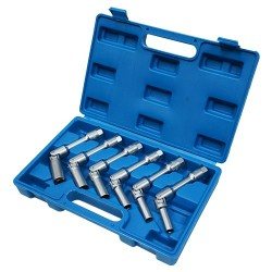 Jointed glow plug socket set, 8-16mm